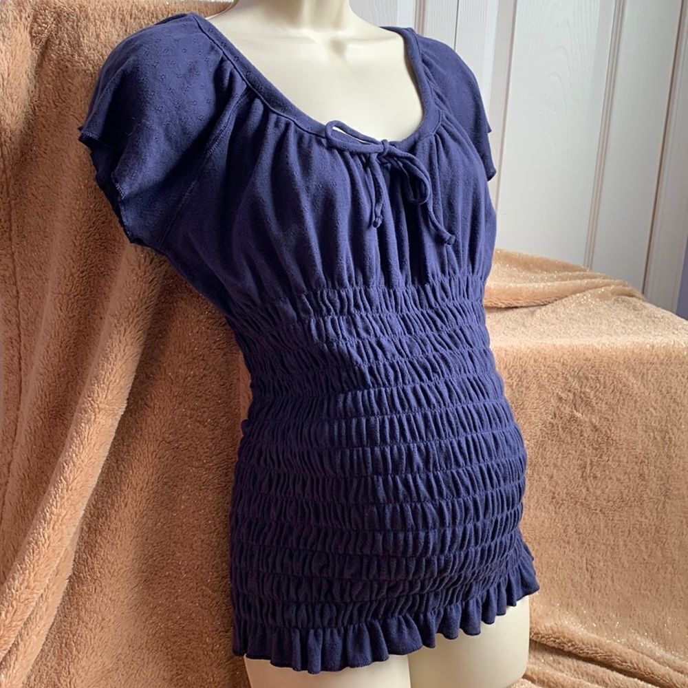 Old Navy Maternity Cotton Short Flutter Sleeve Top Shirt XS Blue